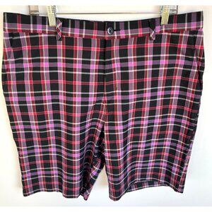 Adidas Men’s Purple/Black Plaid Checkered Performance Golf Shorts Size 36 Preppy